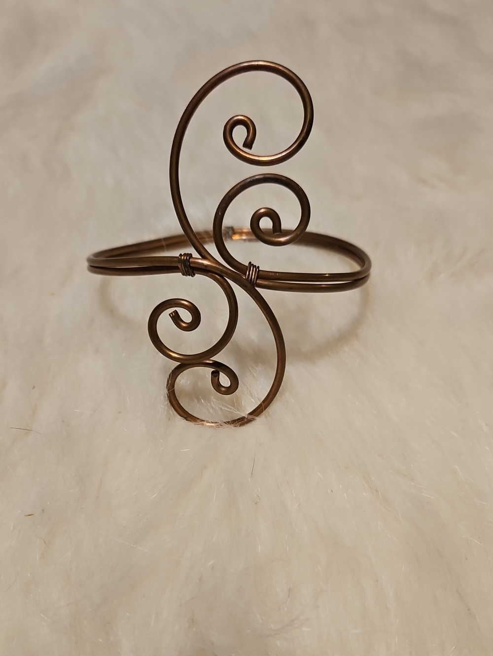 Handcrafted Swirl Wire Cuff Arm Bracelet in Antique Copper